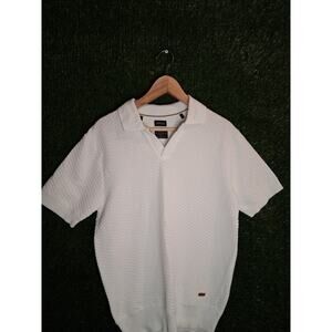 Buffalo David Bitton ROC 72 Men's Textured Johnny Collar Sweater Polo Shirt M